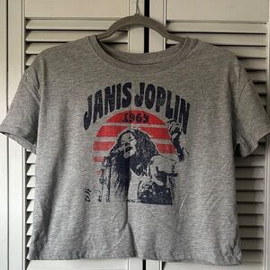 Gray Janis Joplin Graphic Crop Top size S
